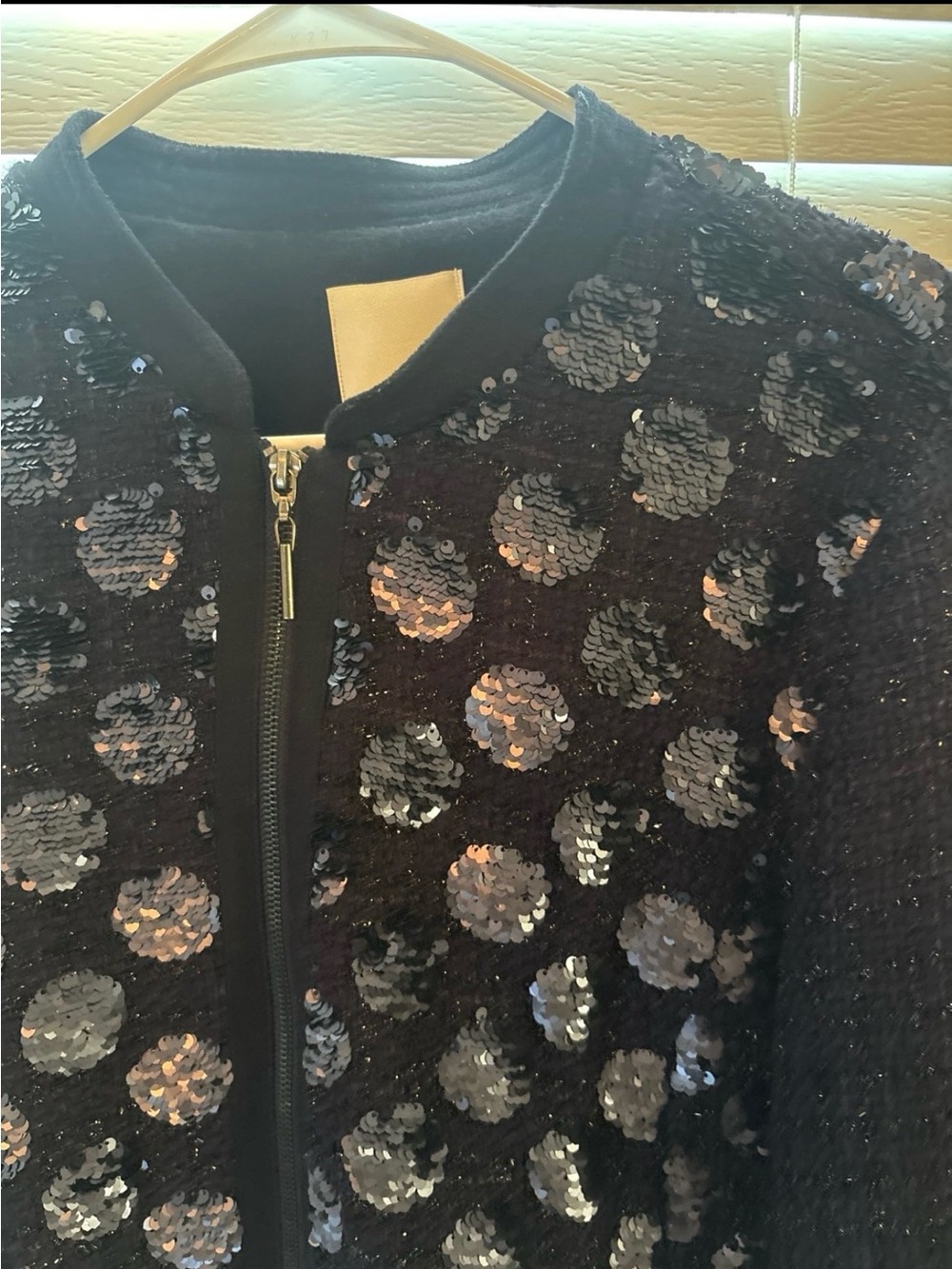 Anthropologie bomber tweed sequin jacket large - Picture 3 of 5